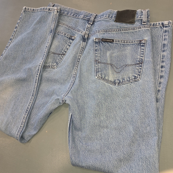 Harley-Davidson Mens Straight Leg Jeans Black Denim Biker Aesthetic Rugged 34/31 - Picture 11 of 14